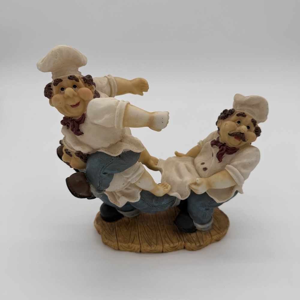 Italian Chef Wine Bottle Holder. 3 Chef's, 1 on Piggyback. Bottle not included